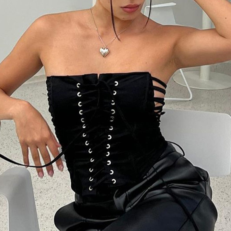 INGA CORSET TOP IN BLACK