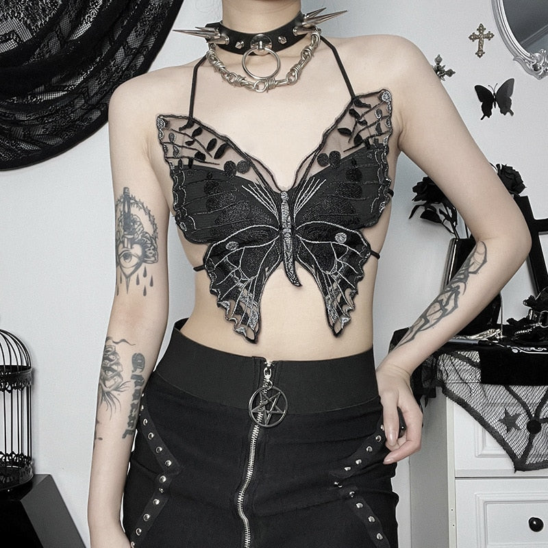 Juno Lace Butterfly Backless Camis - One Size