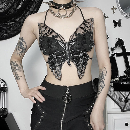 Juno Lace Butterfly Backless Camis - One Size